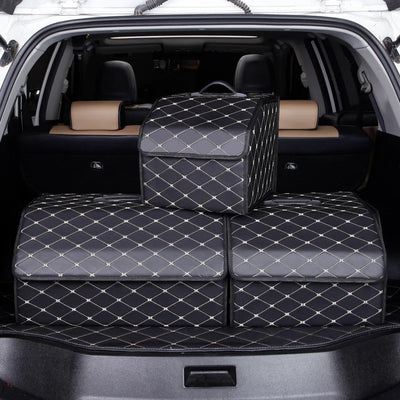 Boîte de Rangement de Coffre Voiture Cuir Pliable