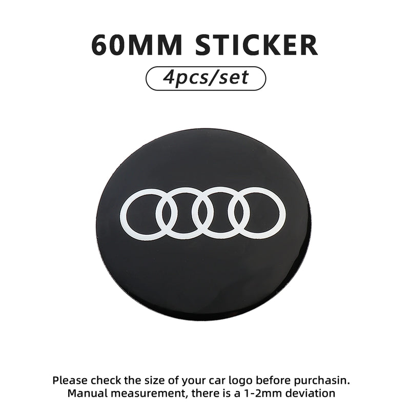 Cache-Moyeux Audi A3 A4 RS3 56mm 60mm 65mm Emblème — exemple de montage