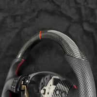 Volant Carbone Volkswagen Golf 5 GTI R32 (1K) 2003-2009 Plat en Bas Cuir Perforé