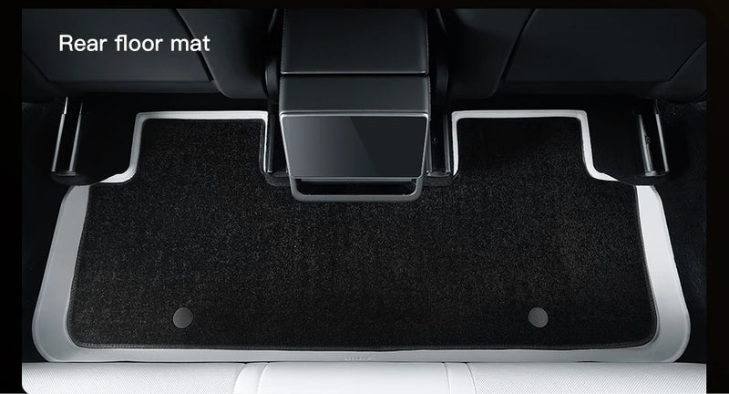 Tapis de Sol Tesla Model Y Juniper 2025-2026 TPE Blanc Moquette Noire