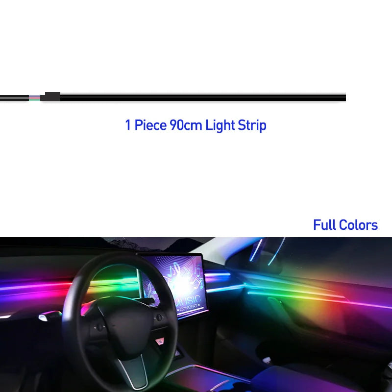 Bandes Acryliques Éclairage d'Ambiance RGB Voiture 110 cm