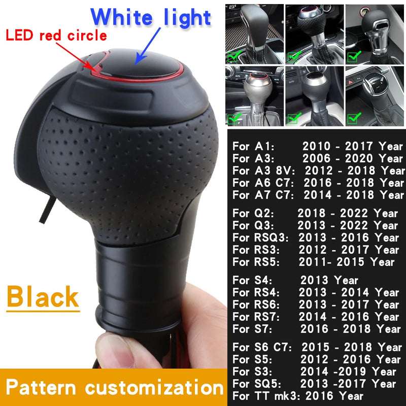 Pommeau de Vitesse LED Audi A3 A6 A7 Q3 RS — vue de face