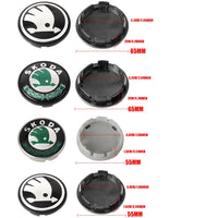 Cache-Moyeux Skoda 55 ou 65 mm Lot de 4 Logo de Roue pour Kodiaq Fabia Kamiq Karoq Octavia A5 A7 Rapid Scala