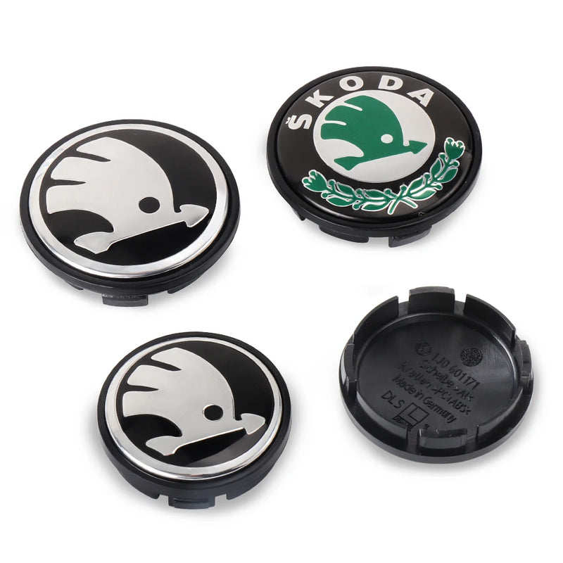 Cache-Moyeux Skoda 55 ou 65 mm Lot de 4 Logo de Roue pour Kodiaq Fabia Kamiq Karoq Octavia A5 A7 Rapid Scala