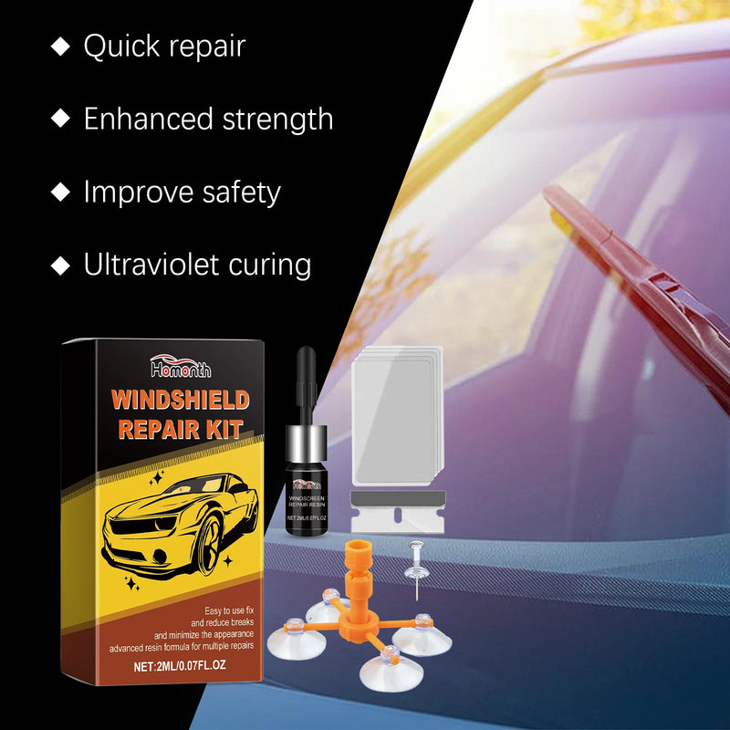Kit de Réparation Pare-Brise Résine pour Impacts et Fissures avec Ventouses