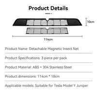 Filet Anti-Insectes Magnétique Calandre Inférieure Tesla Model Y Juniper 2025-2026 en Aluminium