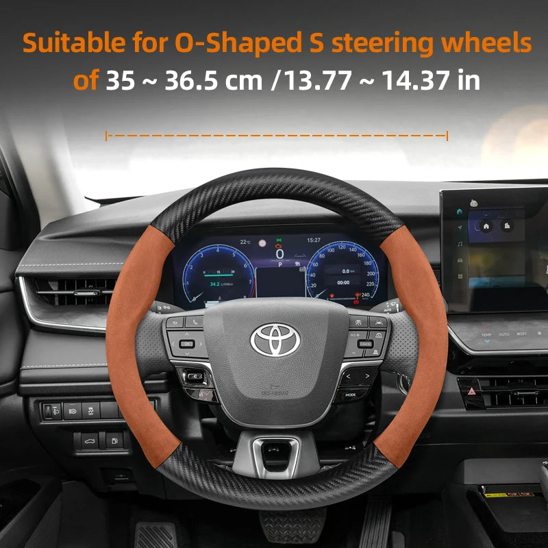 Couvre Volant Toyota Yaris, Corolla, C-HR, RAV4, Hilux, Aygo en Daim et Carbone, Tailles S, M et L