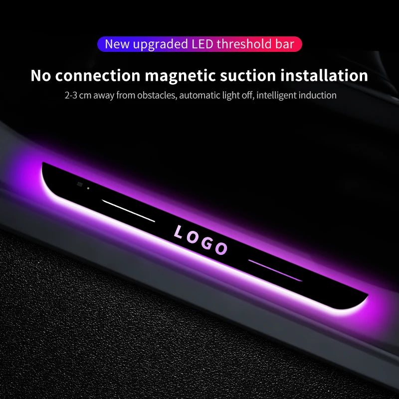 Seuil de Porte LED Lumineux Logo Personnalisé Sans Fil USB