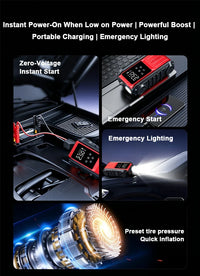 Booster de Batterie Voiture 1800A 12V avec Compresseur Intégré