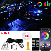Kit Éclairage d'Ambiance LED RGB Intérieur Voiture Fibre Optique Télécommande