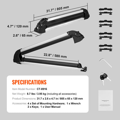 Porte-Skis de Toit VEVOR 80 cm Verrouillable