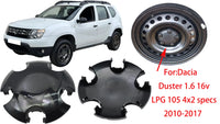 Cache-Moyeux Dacia Duster 2010-2017, Lot de 4, Jantes 16 Pouces, ABS Noir, 129 mm