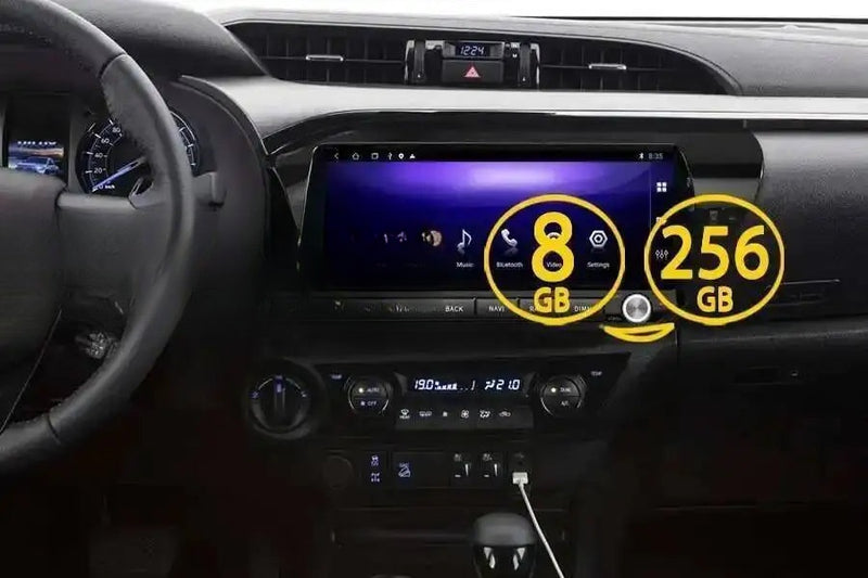 Autoradio Android Écran QLED 12,3 Pouces Toyota Hilux 2015-2023 CarPlay Sans Fil GPS 4G