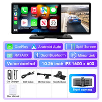 Dashcam 4K Écran CarPlay Sans Fil 11,26 ou 10,26 Pouces Double Caméra