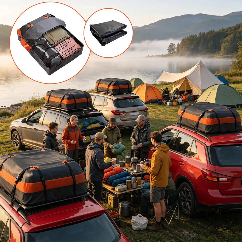 Sac de Toit de Voiture en Tissu Oxford Imperméable 112 x 88 x 44 cm pour SUV, Camion et Remorque
