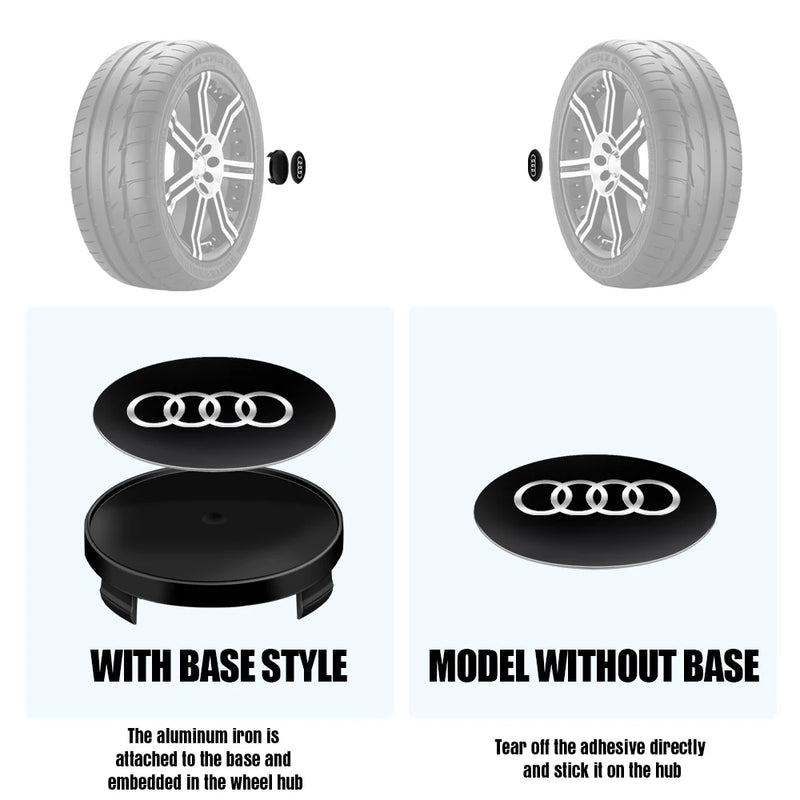 Cache-Moyeux Audi A3 A4 S line 56mm 60mm 63mm 68mm — vue arrière