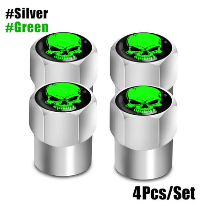 Bouchons de Valve Universels Tête de Mort Bicolores Aluminium