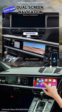 Autoradio Double Écran 12,3 + 12,3 Pouces Porsche Macan 2018-2024 Android CarPlay GPS 4G