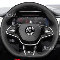 Couvre Volant Skoda Octavia et Karoq 2021-2023, Cuir Véritable ou Suédine, à Coudre