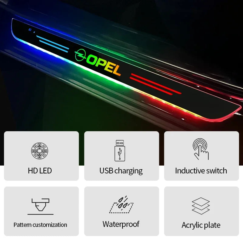 Seuil de Porte LED Acrylique Opel Astra Corsa Zafira Mokka Vectra