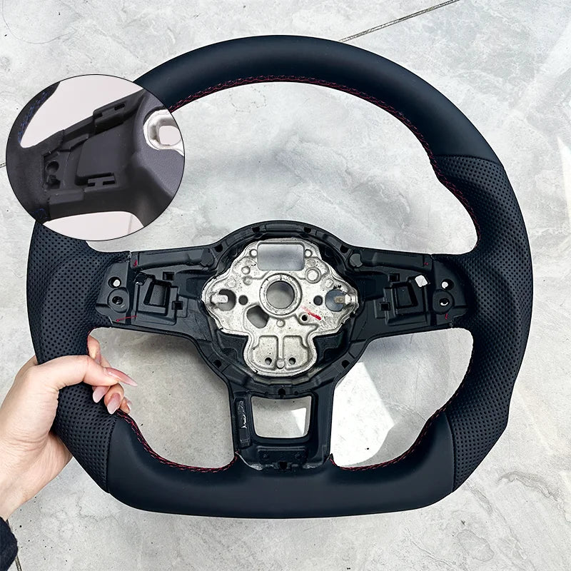 Volant Sport Cuir Méplat Volkswagen Golf 7 R GTI GTD GTE, Polo GTI, Scirocco, T-Roc, Tiguan