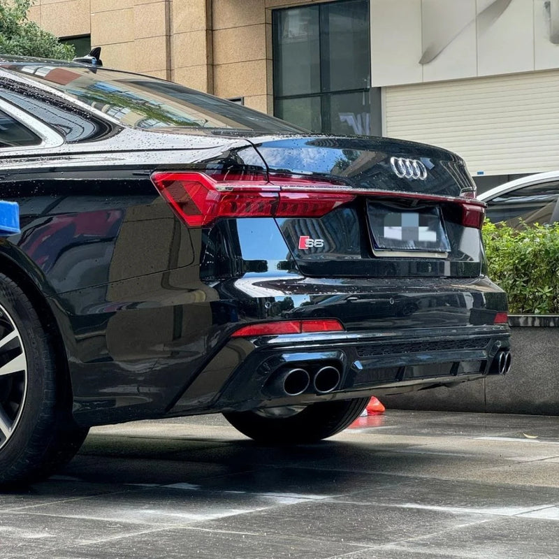 Diffuseur Arrière Audi A6 S6 C8 S-Line 2019-2022 Mat ou Brillant avec 4 Embouts d'Échappement