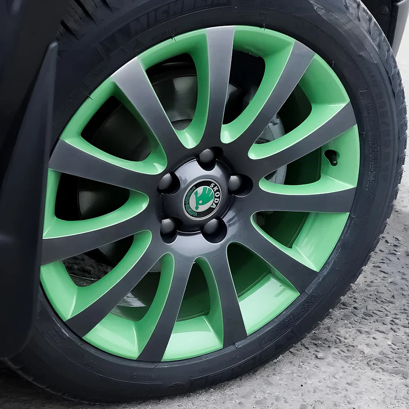 Cache-Moyeux Skoda 55 ou 65 mm Lot de 4 Logo de Roue pour Kodiaq Fabia Kamiq Karoq Octavia A5 A7 Rapid Scala