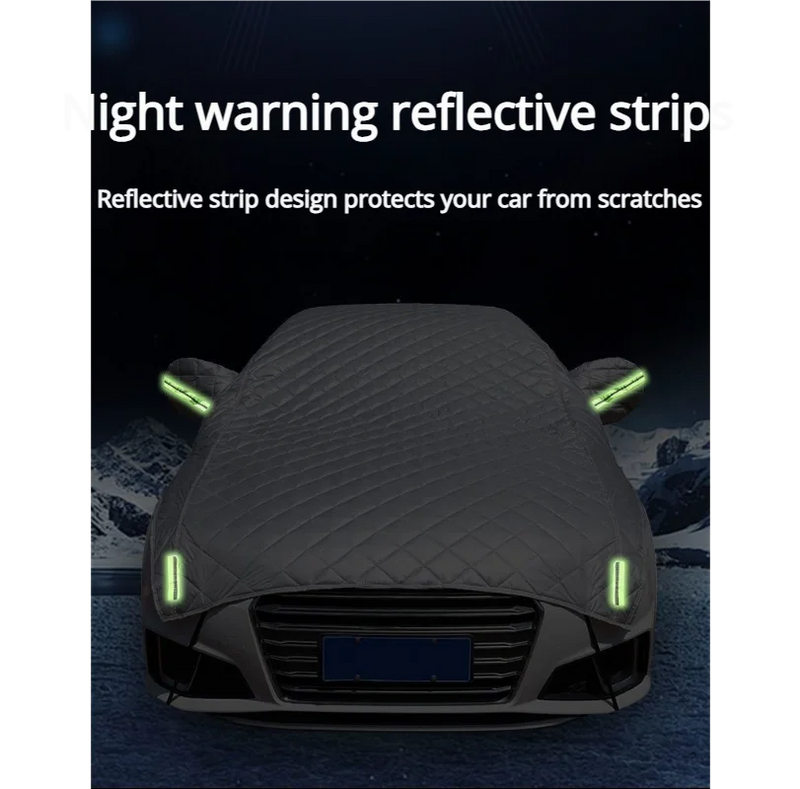 Demi-Housse de Protection Voiture Matelassée Toutes Saisons Bandes Réfléchissantes