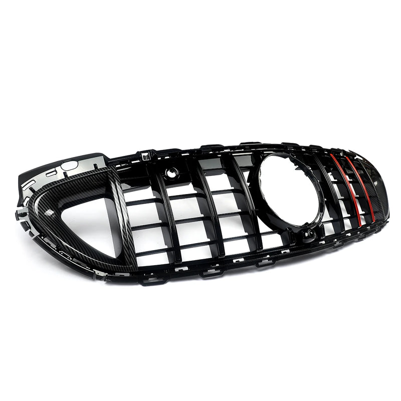 Calandre Panamericana Mercedes Classe C W206 2021-2023 Noir Brillant Barres Rouges Look Carbone