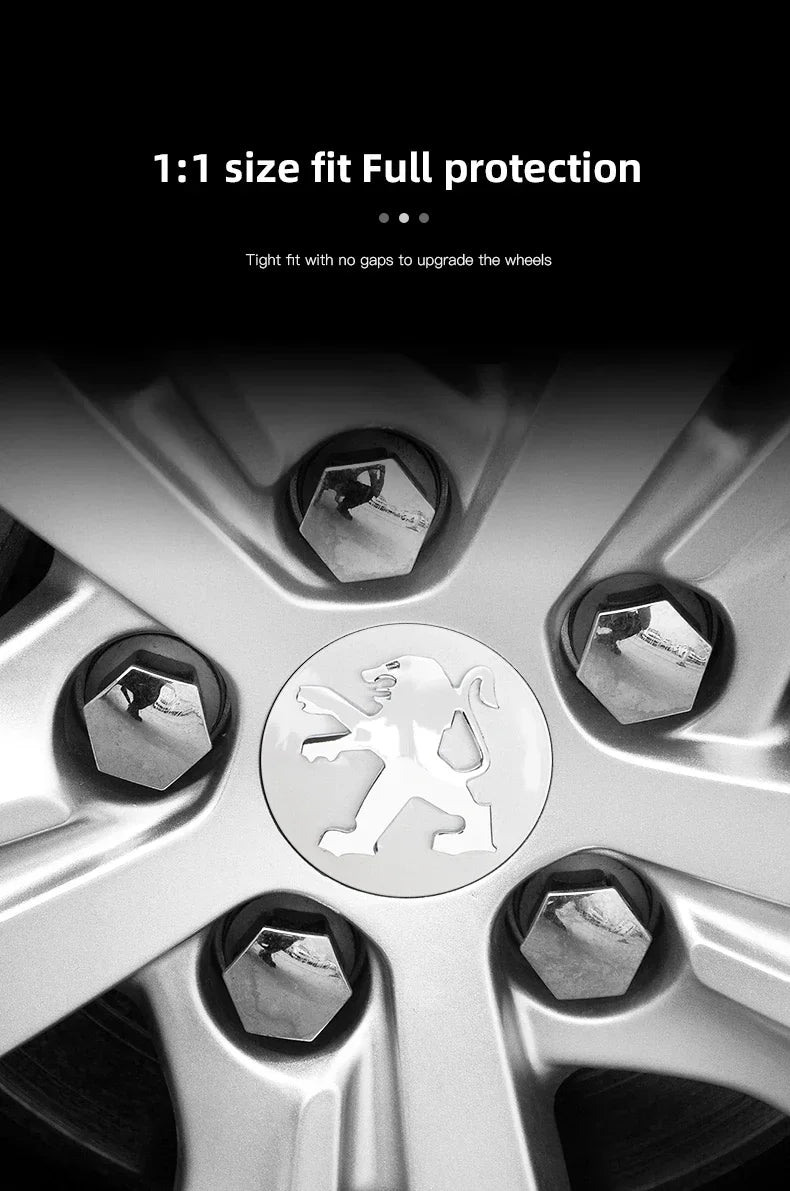 Cache-Moyeux Peugeot 60 mm, Lot de 4, Lion Noir, Argent ou Nouveau Blason, 206 à 508, 2008, 3008, 5008