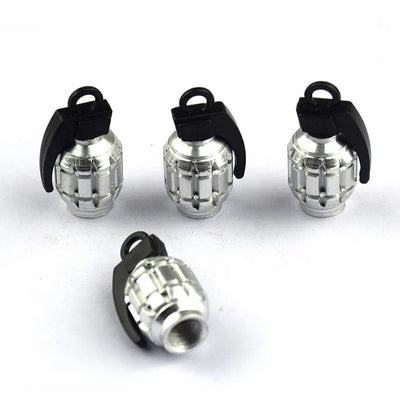 Bouchons de Valve Universels Grenade Aluminium Anti-Poussière