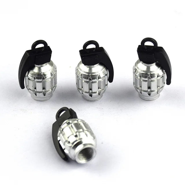 Bouchons de Valve Universels Grenade Aluminium Anti-Poussière — vue en situation