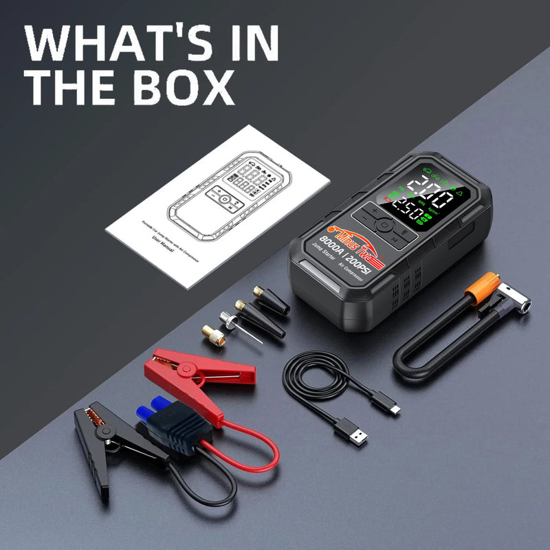 Booster de Batterie Voiture 8000A avec Compresseur 200 PSI