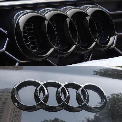 Emblème de Calandre Audi Quatre Anneaux Noir et Argent