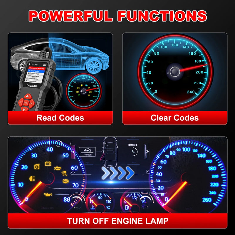 LAUNCH Creader CR300 OBD2 Code Reader with Battery Test