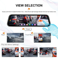 Dashcam Miroir Podofo 4K Écran Tactile 9,66 Pouces avec Caméra de Recul, Vision Nocturne et Surveillance 24 h
