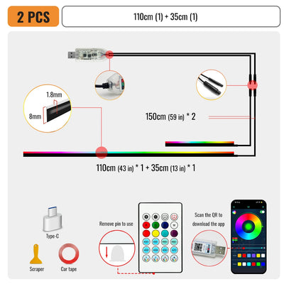 Éclairage d'Ambiance LED RGB Acrylique 110 cm Intérieur