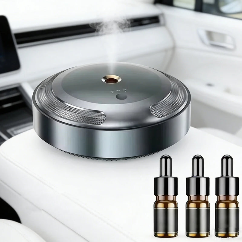 Désodorisant Voiture Électrique Rond Alliage de Zinc Huiles Essentielles