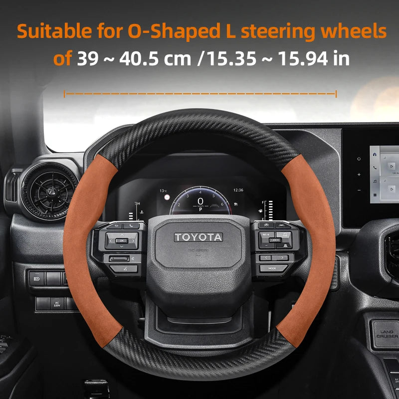 Couvre Volant Toyota Yaris, Corolla, C-HR, RAV4, Hilux, Aygo en Daim et Carbone, Tailles S, M et L