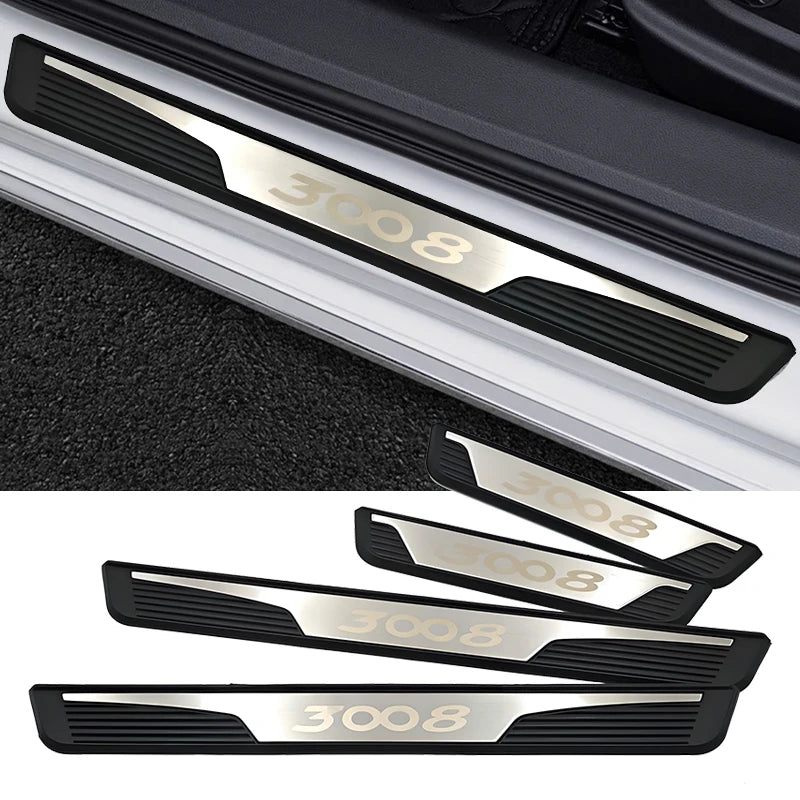 Plaques de Seuil d'Entrée Inox Peugeot 3008 2017-2020 Lot de 4