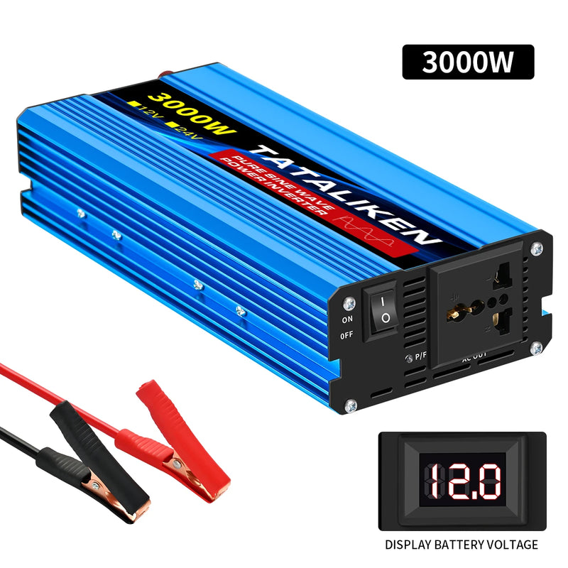 Convertisseur 12V 220V Voiture Pur Sinus 1000 à 6000 W Onduleur 12 V 24 V