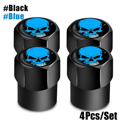 Bouchons de Valve Universels Tête de Mort Bicolores Aluminium