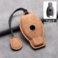 Étui de Protection Clé Mercedes Classe A B C E CLA GLC GLK W204 W205 W212 Cuir Velours