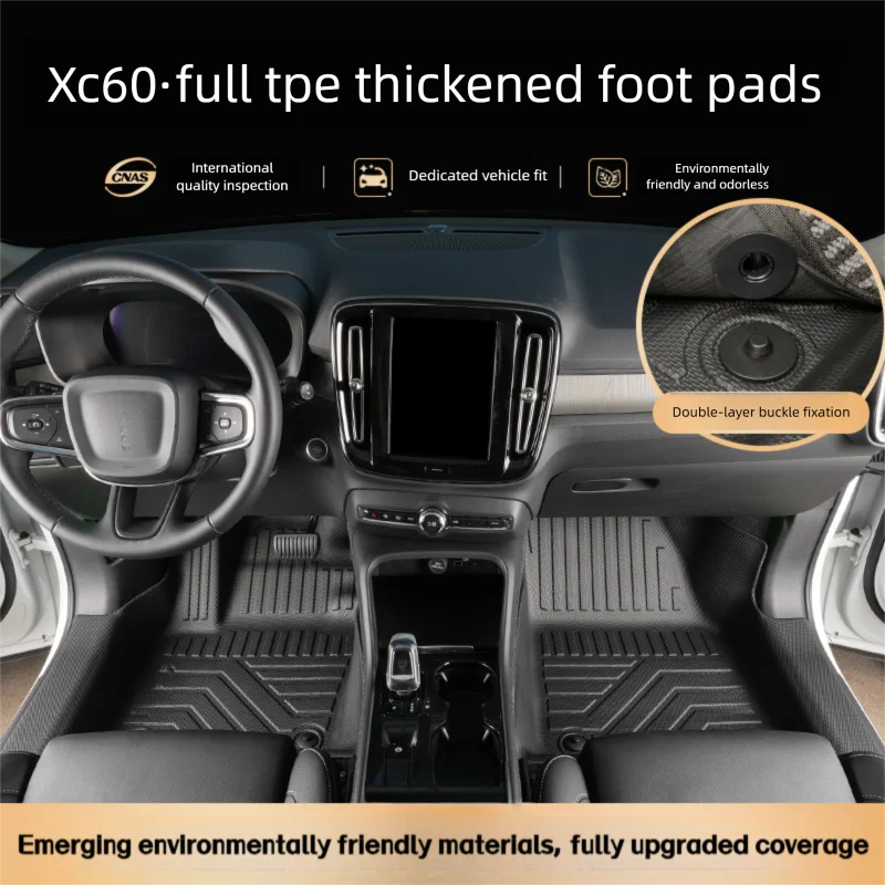 Tapis de Sol TPE Volvo XC60 2009-2026 T8 PHEV Conduite à Gauche Simple ou Double Couche Protection des Seuils