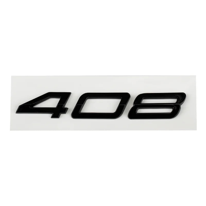 Logo Peugeot 208, 308, 408, 408X, 508 et 508L en ABS 3D, Emblème Lettres de Coffre Noir Brillant, Argent ou Gris