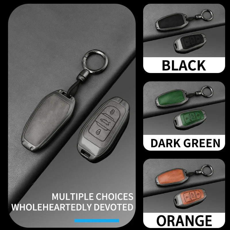 Étui de Protection Clé Peugeot 208 308 3008 Citroën C3 C5 Aircross DS Alliage de Zinc et Cuir