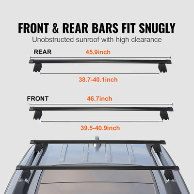 Barres de Toit Transversales Aluminium Verrouillables 90 kg