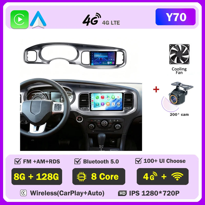 Autoradio Android Dodge Charger 2011-2014 Écran QLED 9 pouces CarPlay GPS Navigation
