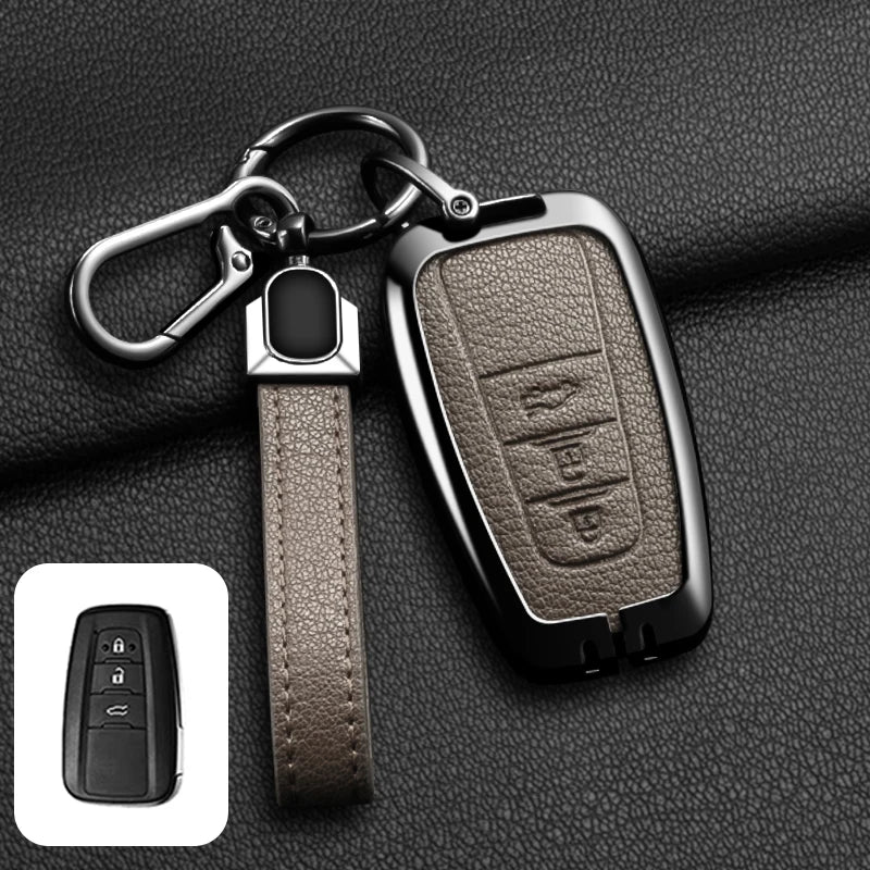 Étui de Protection Clé Toyota C-HR RAV4 Corolla Prius Camry Alliage de Zinc et Cuir