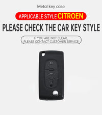 Étui de Protection Clé Peugeot Citroën Cuir et Alliage 207 307 308 407 607 807 C2 C3 C4 C5 C6 C8